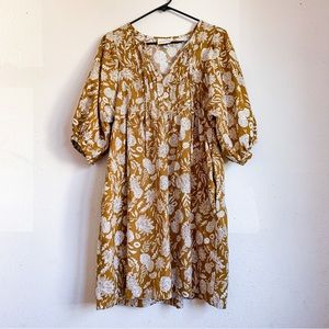 Universal Thread / Mustard Puff Sleeve Floral Dress / M
